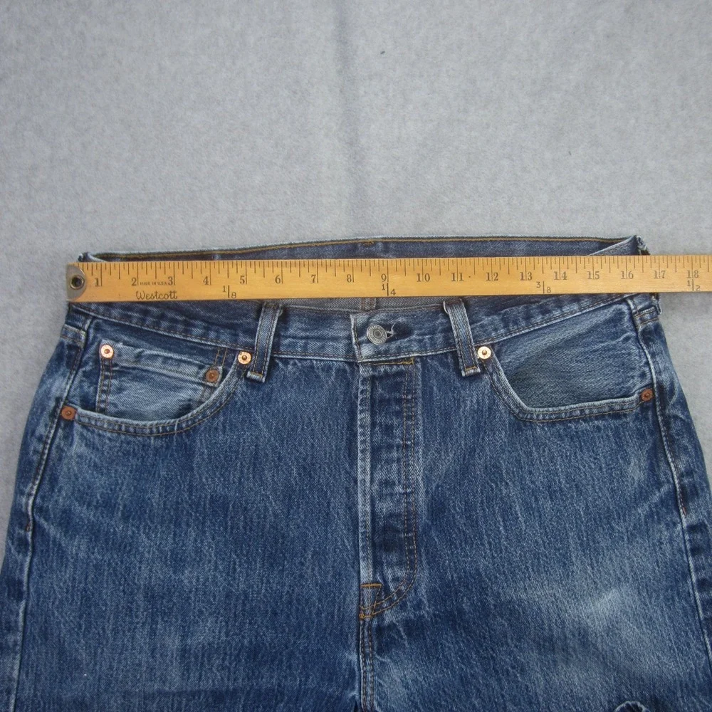 Levi 501 Jeans‎ Mens 34X30 Blue Button Fly Medium Wash Denim Straight Leg Retro